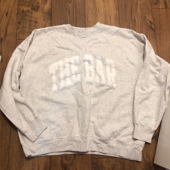 The Bar Tops - Womens Crewneck Sweatshirt with 'THE BAR' Graphic - Light Gray